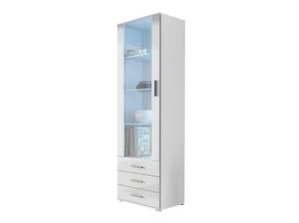 Mirjan24 Mobilier1 - Estanter&iacute;a Tornola 102, Blanco + Blanco Brillante, Cerrable, Con Cajones, Con Puertas, Vidrio, Aglomerado Laminado, N&uacute;mero De Puertas: 0, 