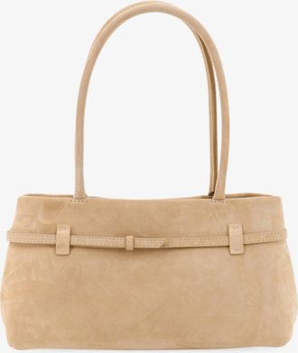 Manu Atelier Womens Shoulder Bag Le Cambon East West Beige Suede