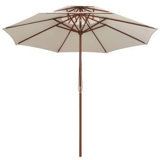 Berkfield Home Double Decker Parasol 270x270 cm Wooden Pole Cream White