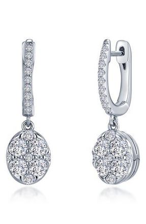 Lafonn Simulated Diamond Pav&eacute; Disc Huggie Earrings in White at Nordstrom Rack