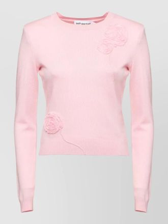 Self Portrait sweater crewneck long sleeves embossed floral lace