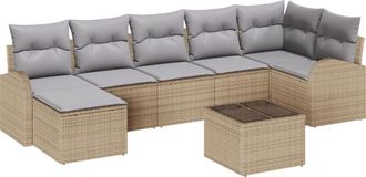 vidaXL Garden Sofa Set with Cushion 8 pcs Beige Poly rattan Vidaxl