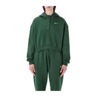 Nike Felpa cropped con scollo a bottoni Nike Sportswear Club Fleece - - Sport - Donna - Verde - M