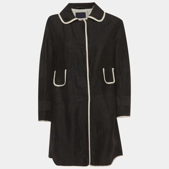 Max Mara SMax Mara Black Textured Cotton Coat L