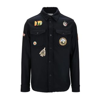 MC2 Saint Barth Heren Knoopshirt Wolmix - Heren - Casual Overhemden - Blauw - S - Wol - Overhemden