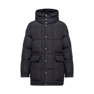 Moncler Sylmara Lange Donsjas met Capuchon - Heren - Jassen - Blauw - Maat: L Katoen