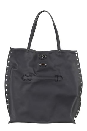 Zanellato Black A Spasso Saeta Swivel Clasp Leather Handbag
