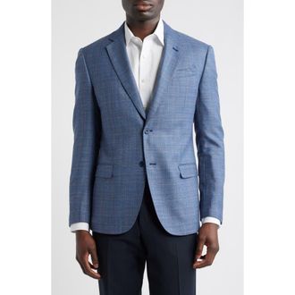 Emporio Armani Slub Blue M&eacute;lange Wool & Silk Blend Sport Coat at Nordstrom, Size 38 Us