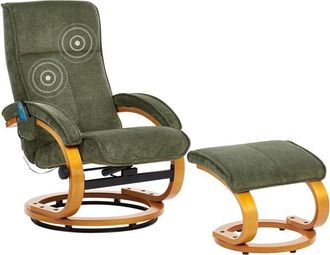 Beliani Beliani - Modern Fabric Recliner Armchair with Footstool Massage Heating Green Hero