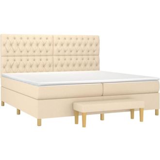 vidaXL Vidaxl - Cama Box Spring Con Colch&oacute;n Tela Color Crema 200x200 Cm