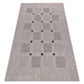 RugsX Rugsx - Alfombra De Cuerda Sisal Floorlux 20079 Cuadr&iacute;cula Plateado / Negro Beige 240x330 Cm
