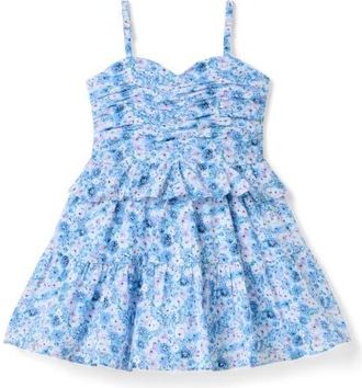 Janie and Jack Floral Shirred Peplum Dress in Blue at Nordstrom, Size 12-18M