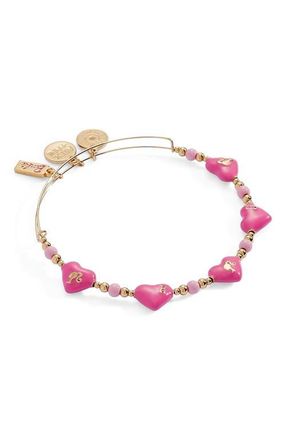 Alex and Ani Barbie Logo Heart Beaded Bangle Bracelet in Gold at Nordstrom