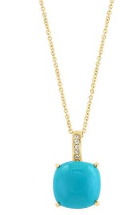 Effy 14K Yellow Gold Diamond & Turquoise Pendant Necklace in Blue at Nordstrom Rack