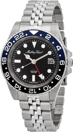 Mathey-Tissot Mathy Vintage GMT Black Dial Batman Bezel Mens Watch H903ANB