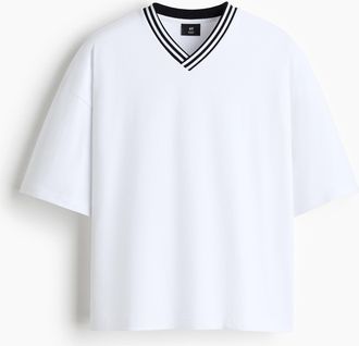 H&M Baumwoll-T-Shirt in Oversized Fit - White