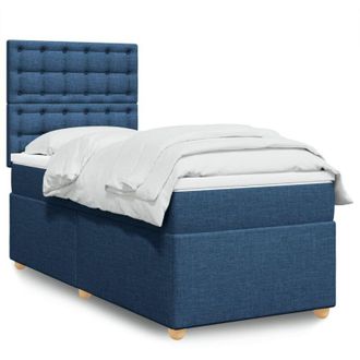 vidaXL Vidaxl - Cama Box Spring Con Colch&oacute;n Tela Azul 90x190 Cm