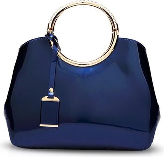 Nicole & Doris Nicole&Doris Handbag Crossbody Top Handle Shoulder Purse Bag Tote Women Satchel Waterproof Bright PU Leather Blue