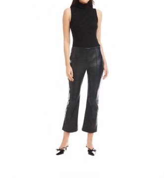 Fifteen Twenty Sigourney Leather Pintuck Pants In Black