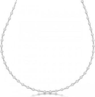 Allurez Lab Grown Diamond Station Eternity Necklace in 14k White Gold (5.25ct)