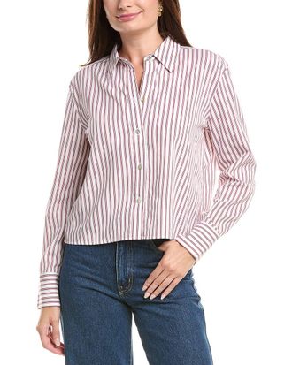 Vince Till Stripe Cropped Button Down