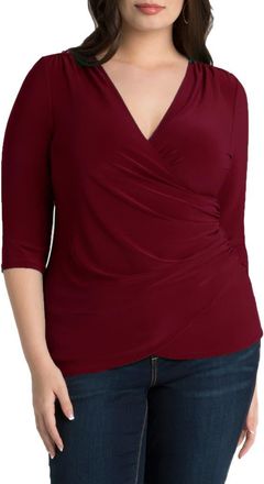 Kiyonna Faux Wrap Top in Burgundy at Nordstrom, Size 0X