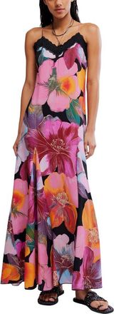 Free People Bloomspell Floral Lace Trim Maxi Dress in Desert Rose Combo at Nordstrom, Size X-Small