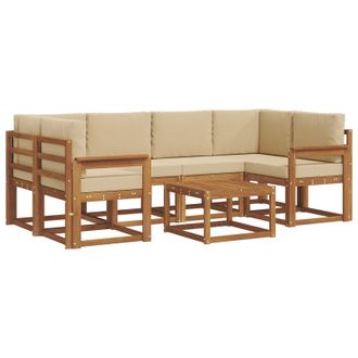 vidaXL Conjunto De Sof&aacute;s De Exterior Con Coj&iacute;n 7 Pcs Natural Y Beige Vidaxl
