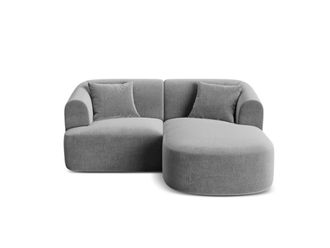 Cosmopolitan Design Sof&aacute; esquinero derecho modular 3 plazas de terciopelo gris
