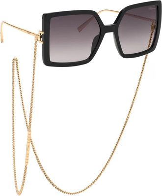 Chopard Zonnebrilset met ketting - Dames - Zonnebrillen - Zwart - 56 MM - Accessoires