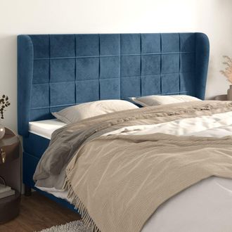 vidaXL Cabecero Con Orejas De Terciopelo Azul Oscuro 183x23x118/128 Cm Vidaxl