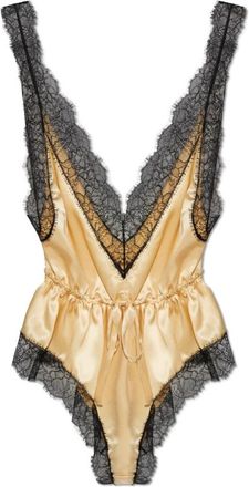 Dolce & Gabbana Lace Bodysuit - Dames - Bodies - Geel - M - Leer - Tops