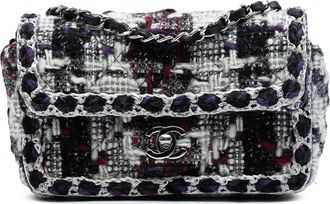 Chanel Pre-owned Womens Mini Rectangular Quilted Tweed Single Flap - White Textile - One Size