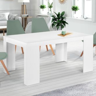 IDMarket Consola Extensible 6 Plazas Orlando 140 Cm Madera Blanca
