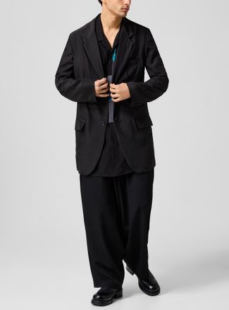 Yohji Yamamoto Mens Multi-pleating loose pure wool pant