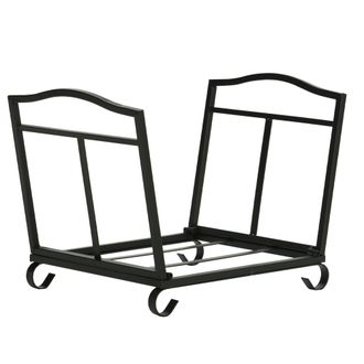 OUTSUNNY Foldable Firewood Log Holder Wood Storage Rack Outdoor Indoor - Black | TJ Hughes