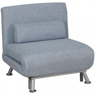 HOMCOM Faux Suede 5-Position Futon Single Sofa Bed Blue - Home Living | TJ Hughes