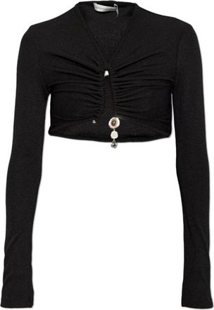 CHRISTOPHER ESBER Top Manica Lunga con Ciondolo di Cristallo Droplet - - Tops - Donna - Nero - S