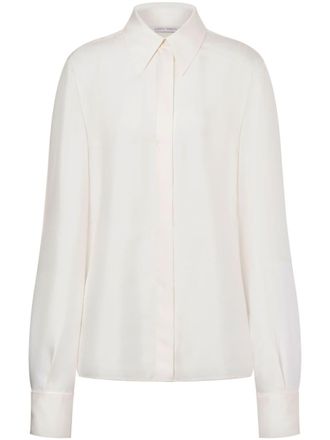 Alberta Ferretti pointed-collar silk shirt - Neutrals