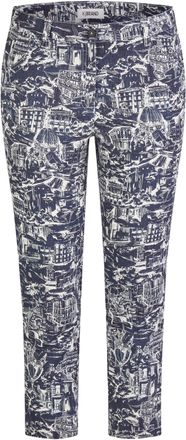 KjBrand 5-Pocket-Hose KJBRAND Betty, Damen, Gr. 42, N-Gr, blau (marine mit druck), Web, Obermaterial: 97% Baumwolle, 3% Elasthan, gemustert, Hosen 5-Pocket-Ho