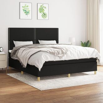 vidaXL Vidaxl - Cama Box Spring Con Colch&oacute;n Tela Negro 180x200 Cm