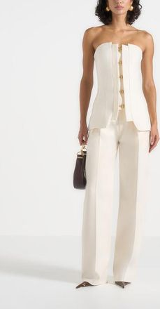 Mani&egrave;re De Voir Viviane Clasp Detail Bandeau Top in Off White at Nordstrom, Size 10