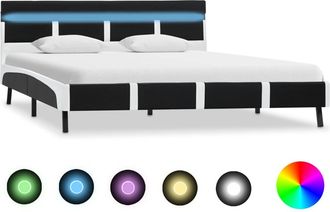vidaXL Estructura De Cama Con Led De Cuero Sint&eacute;tico Negro 120x200 Cm Vidaxl
