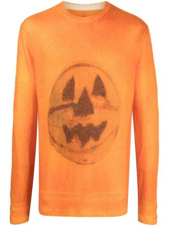 Givenchy Ceramics-print crew-neck jumper - men - Wool/Polyamide/Mohair - S - Orange