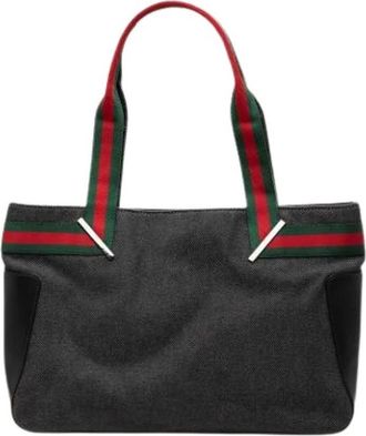 Gucci Pre-owned Denim Tote Bag - Dames - Vintage Shopper - Zwart - ONE Size - Denim - Vintage