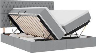 vidaXL Cama De Almacenamiento Led Con Colch&oacute;n Gris Claro 180 X 200 Cm Vidaxl