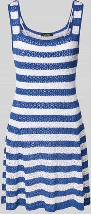 Lauren Ralph Lauren Minikleid mit Karree-Ausschnitt Modell KARICE in Hellblau Melange, Größe XXL