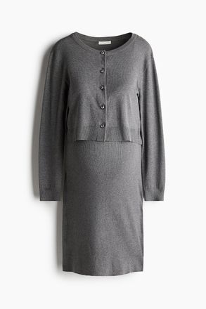 H&M MAMA Zweiteiler aus Feinstrick - Grau