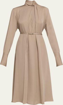 Tom Ford Washed Silk Georgette Belted Midi Dress