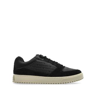 Emporio Armani Zwarte Sneakers met Veters en Rubberen Zool - Heren - Sneakers - Zwart - 44 EU - Schoenen